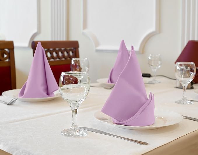 Utopia Kitchen Lavender Cloth Napkins [12 Pack, 18x18 Inch] Absorbent Cotton Blend Washable and Reusable for Dinner, Restaurant, Lunch, Wedding and Hotel