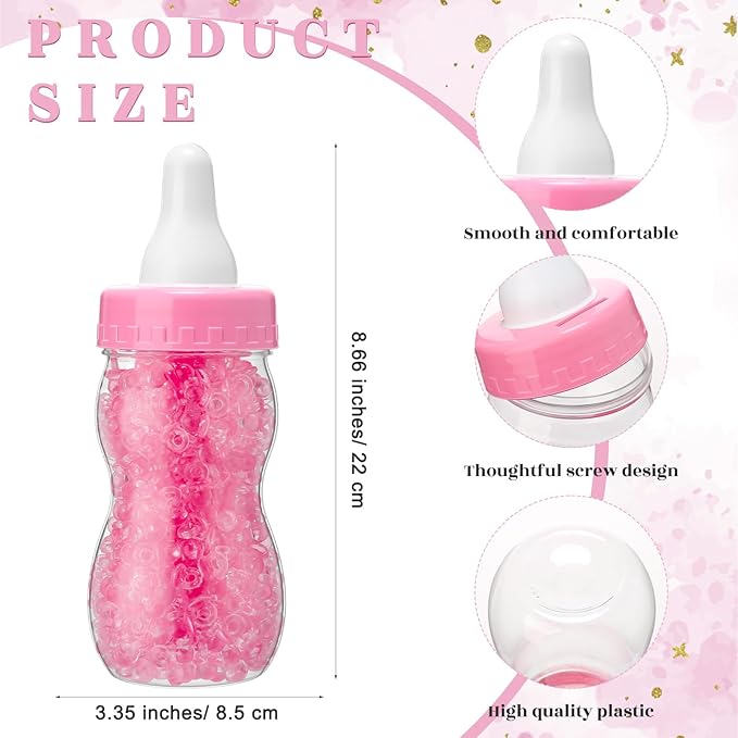 Roowest 512 Pcs Baby Shower Games Guess How Many Pacifiers Sign 100 Small Guessing Games 10 HB Pencils 750ml Milk Bottle 400 Acrylic Pacifiers Decoration for Guest Gender Reveal(Pink,Bear)