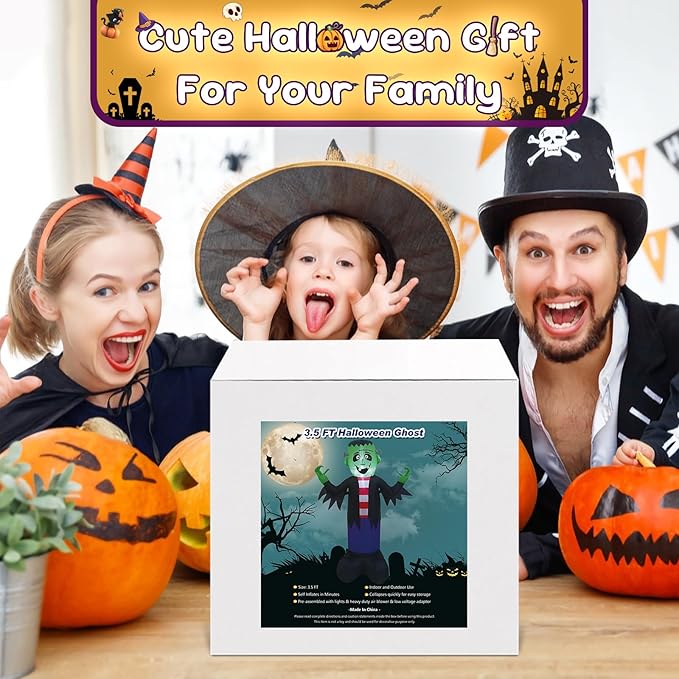 3.5FT Monster Halloween Inflatable Decorations Halloween Parties Holiday Decor Blow Up Decorations with LED Lights Indoor Outdoor Yard Graden Decor