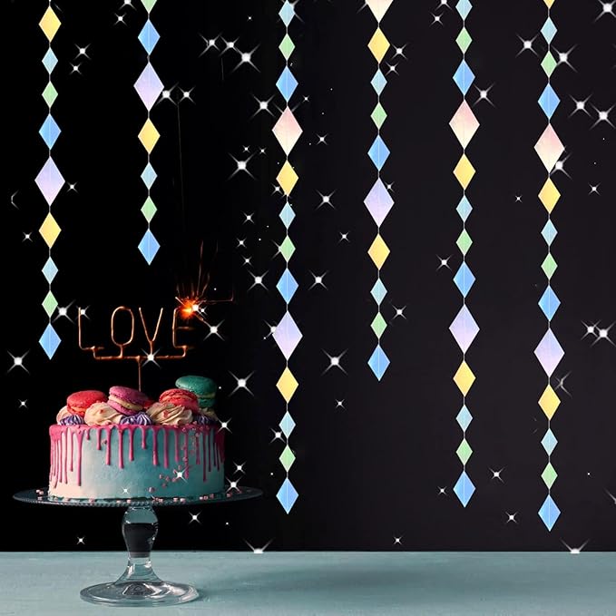 Iridescent Disco-Holographic Party-Decoration Garland - 52Ft Bachelorette Baby Bridal Shower Hanging Paper Streamers,Wedding Birthday Engagement Decor Supplies Lasting Surprise