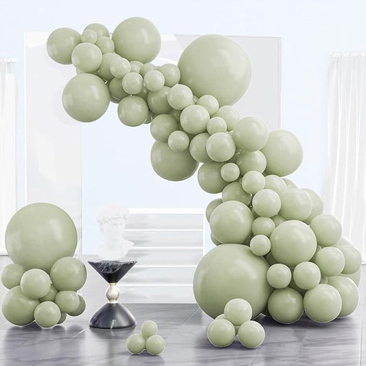 PartyWoo Sage Green Balloons 85 pcs Different Sizes of 18 12 10 5 Inch Matte Olive Boho Dusty Green Eucalyptus Latex Helium Balloon Arch Kit Garland for Wedding Birthday Party Decorations Green-F32