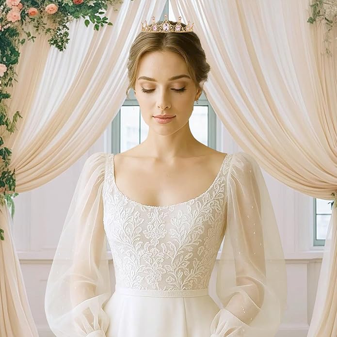 Gold Crown for Women, Crystal Queen Tiaras Headband Wedding Bridal Hair Accessories, Birthday Party Prom Cake Topper