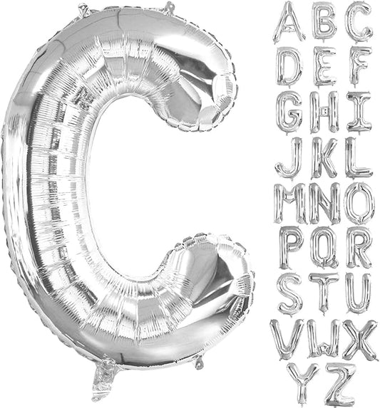Lovoir 40 Inch Large Silver Letter C Balloons Big Size Jumbo Mylar Foil Helium Balloon for Birthday Party Celebration Decorations Alphabet Silver C