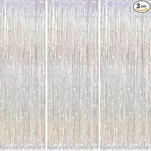 3 Pack Shiny Silver Backdrop Party Decorations Tinsel Curtain Party Backdrop Foil Fringe Birthday Decorations Photo Booth Streamer Silver Theme Bachelorette Graduation Party Decorations