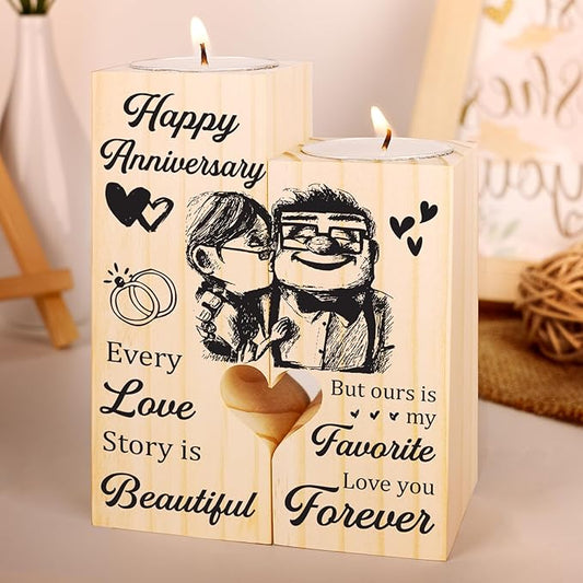 Happy Anniversary Wedding Gifts for Wife, Girlfriend, Her, Couples Gift Candlestick, Romantic Anniversary Wedding Presents for Husband, Him, Boyfriend