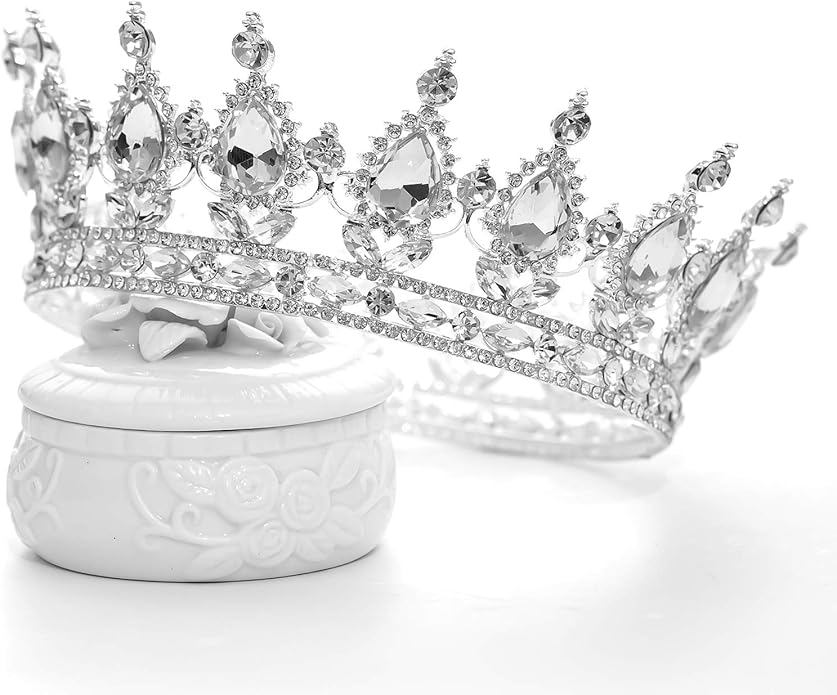 FORSEVEN Queen Crown Rhinestone Wedding Crowns and Tiaras for Women Costume Party Hair Accessories Princess Birthday Crown Crystal Bridal Crown Halloween Decorations Headband