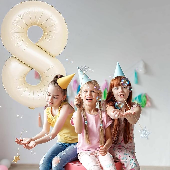 40 inch Cream White Number Balloon Giant Foil Helium Balloons Beige Number 4 Balloon for 4th Birthday Party Anniversary Decorations Supplies