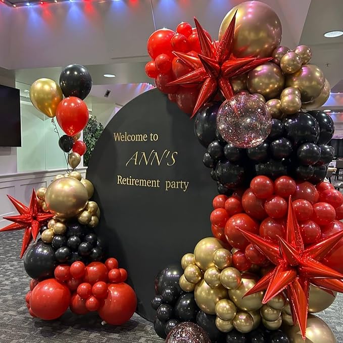 Maroon Gold Black Balloons Arch Red Burgundy Gold Balloons Garland Fantasy Theme Birthday Party New Year Graduation Decoration Transparent Latex Helium Balloon Metallic Casino Balloon