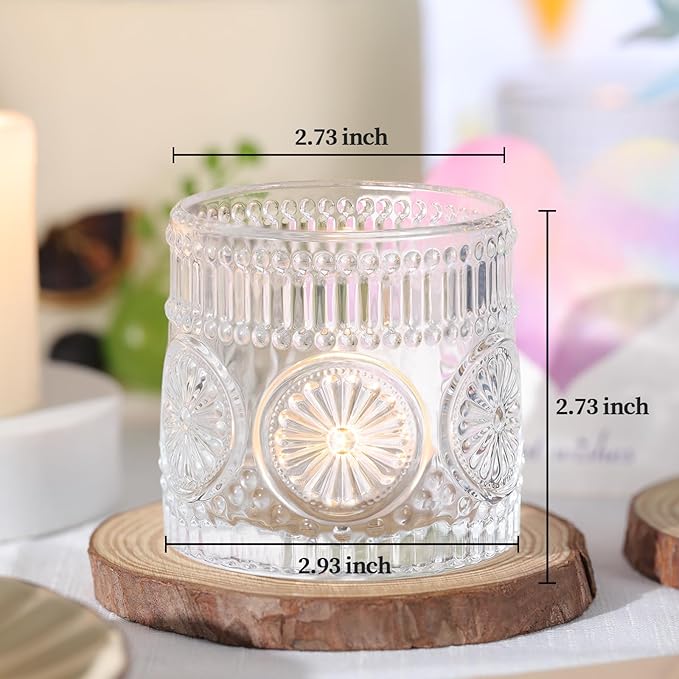 6Pcs Large Votive Candle Holders Clear Glass Tealight Candle Holders for Wedding, Table Centerpiece, Party, Birthday, Home Decor