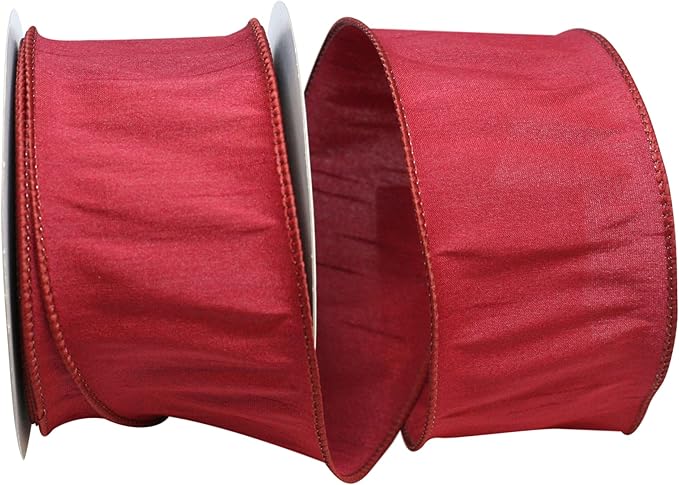 Reliant Ribbon 92975W-201-40F Dupioni Supreme Wired Edge Ribbon, 2-1/2 Inch X 10 Yards, Wine