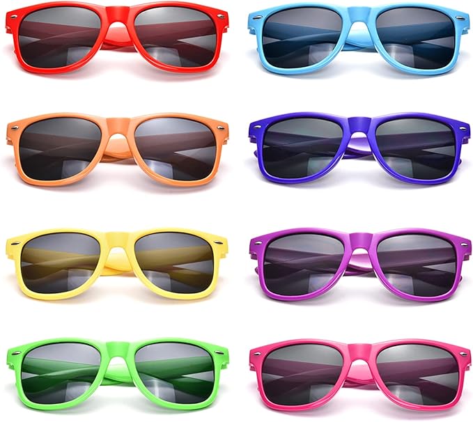 Matcheck 8/16 Pack Neon Colors Sunglasses Wholesale Bulk Party Favors Retro Classic Glasses Birthday Pool Unisex Adult
