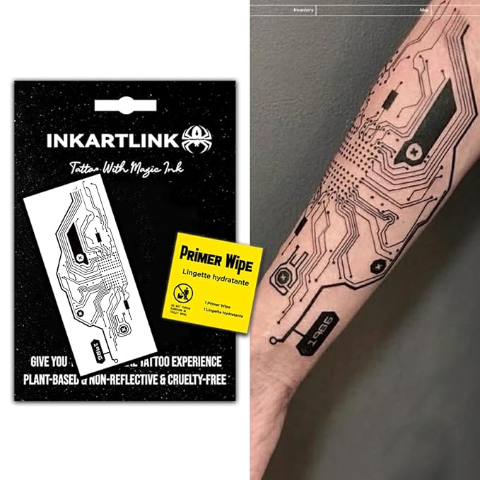 INKARTLINK Temporary Tattoos, Semi Permanent Tattoo Adult Art Design Waterproof Temp Tattoo Party Favors Tattoo Stickers Realistic Look, No Adhesive, Lasts 1-2 Weeks (Function)
