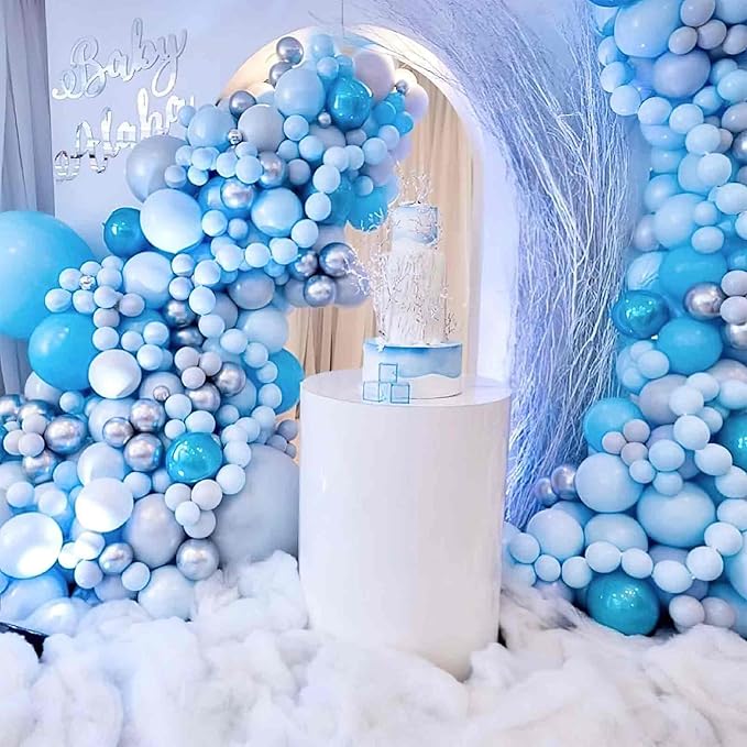 PartyWoo Pearl Light Blue Balloons 50 pcs 12 Inch Baby Pastel Blue Balloons for Graduation Baby Shower Gender Reveal Weddings Anniversary Under The Sea Theme Birthday Party Decorations Blue-Z02