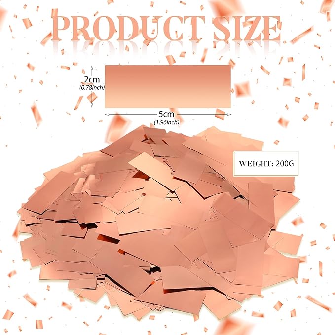 Sumind 200 Grams Gold Silver Large Metallic Confetti Rose Glitter Throwable Table Scatter Foil Confetti for Christmas Birthday Party Baby Shower Graduation Wedding Celebrations(Rose Gold)