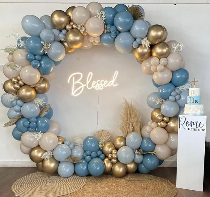 Dusty Blue Balloons, 125 PCS Assorted Sizes 18 inch, 12 inch, 10 inch, 5 inch - Great for Birthday Party, Wedding, Bridal Shower, Holiday Decorations and Balloon Garland Arches
