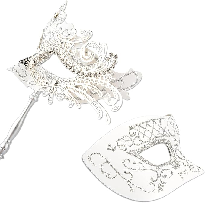 Hoshin Masquerade Mask for Couple, Mardi Gras Deecorations Venetian Masks with Stick for Womens