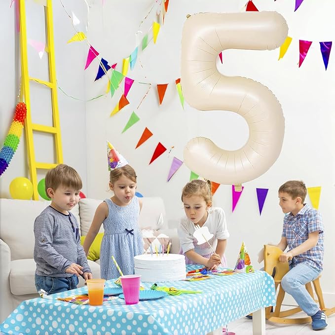 40 inch Cream White Number Balloon Giant Foil Helium Balloons Beige Number 1 Balloon for 1st Birthday Party Anniversary Decorations Supplies