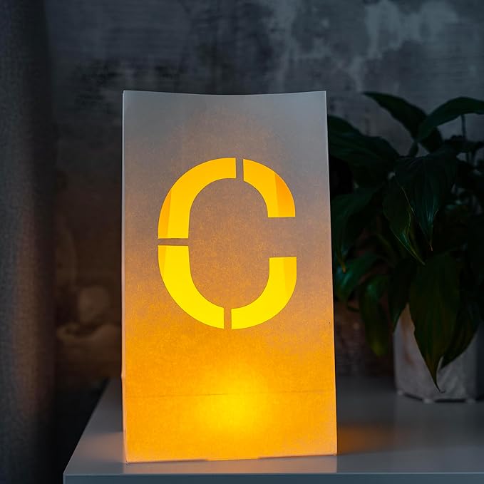 C Light Up Letter - Luminary Bags Perfect for Personalized Happy Birthday Banner, Proposal Decorations, Engagement Party Decorations and Congratulations Banner for Your Loved One