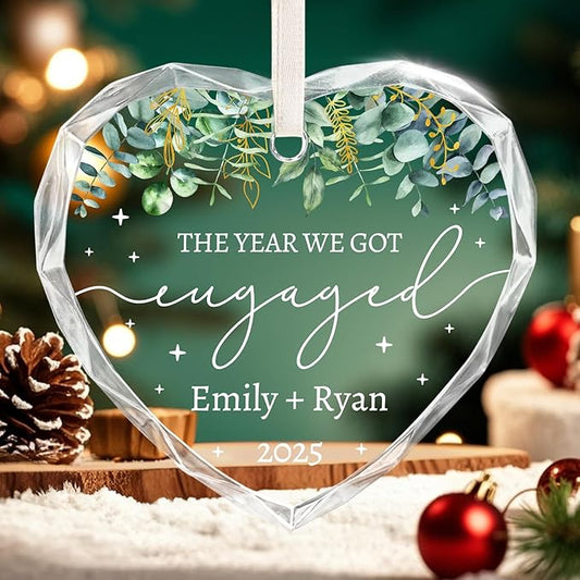 Engagement Gifts for Couples - Personalized Engagement Ornament Gifts for Newly Engaged Couples, Women, Fiance, Her - Bride to Be Gift, First Christmas Just Engaged Acrylic Ornament 2025