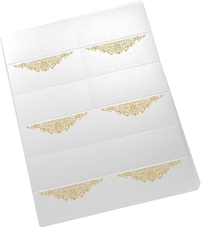Paisley Printable Place Cards, Gold (Choose Color), Set of 60 (10 Sheets), Laser & Inkjet Printers - Wedding, Party, Dinner, and Special Events - Made in the USA