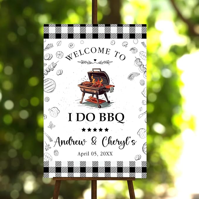Personalized I Do BBQ Wedding Engagement Party Yard Sign, I Do BBQ Sign, I Do Barbeque Sign, Welcome Sign For BBQ Rehearsal Dinner, BBQ Signs For Outside, I Do BBQ Decorations
