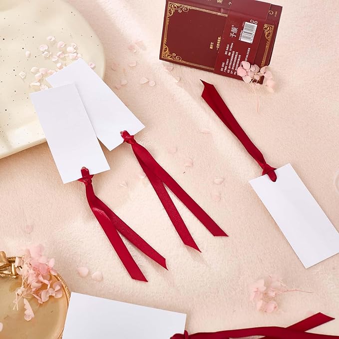 60pcs Name Cards for Table Setting,1.77x 3.74inces Place Cards, Wedding Place Cards.Wedding Name Tags.Present Tags with String Attached.and Reserved Signs for Wedding Seating.(Wine Red)