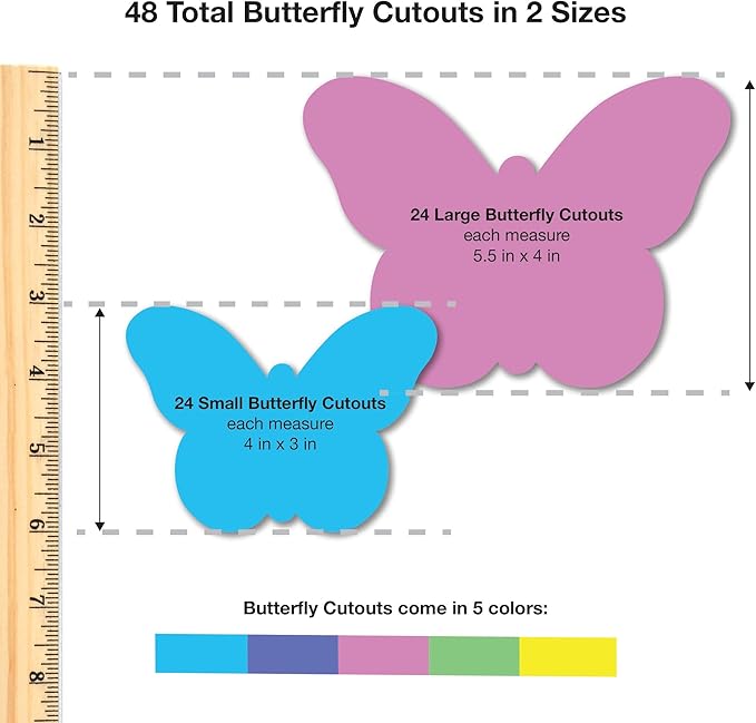 240 Pieces Spring Leaves, Butterflies, Flowers Punch Out Paper Cutouts in Assorted Spring Colors, 2-Sided US Made Card Stock for Spring Crafts, Bulletin Boards, Posters, and Spring Dance Parties