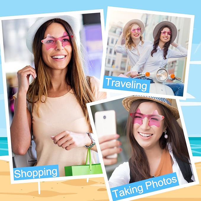 Morcheiong 10/20/30/40 Pack Star Sunglasses Colorful Rimless Sunglasses, Cool Pool Wedding Party Favor Pentagram Glasses