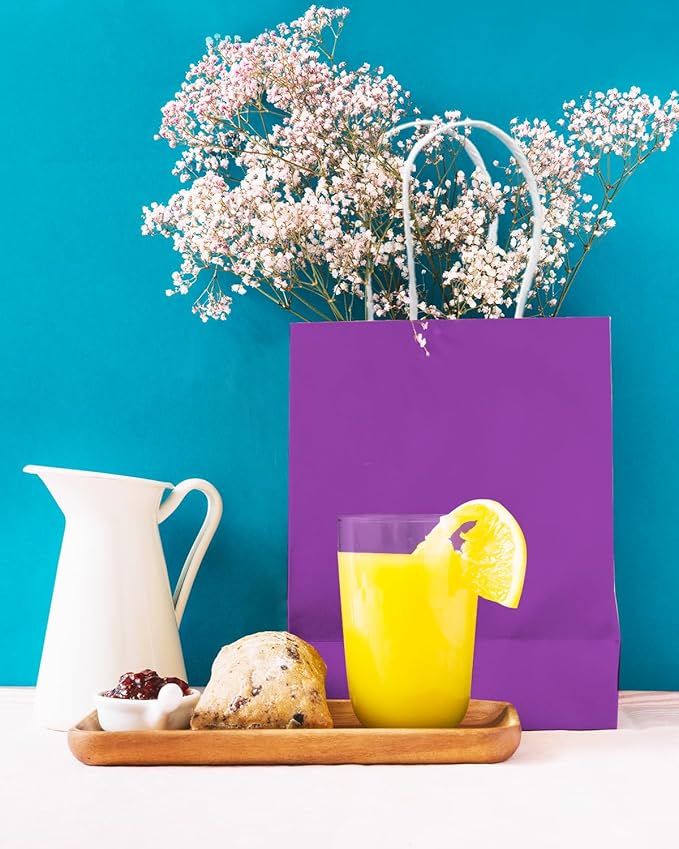 qiqee 30PCS Medium Gift Bag with Handles Bulk 11"x5"x8" Gift Bags Violet Bags Multiple Uses (Medium Size)
