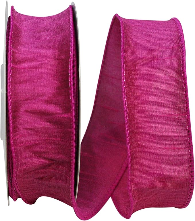 Reliant Ribbon 92975W-222-09F Dupioni Supreme Wired Edge Ribbon, 1-1/2 Inch X 10 Yards, Fuchsia