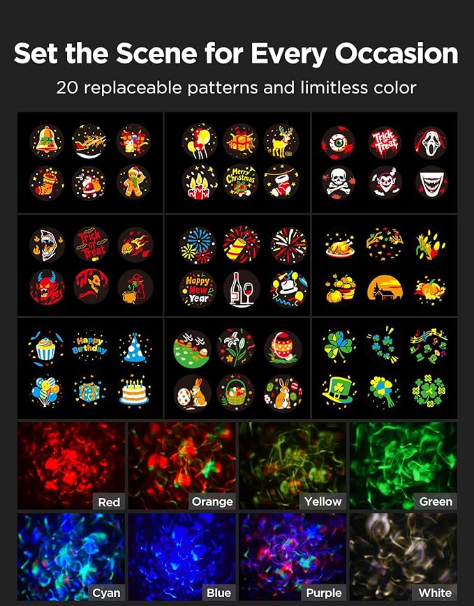 Govee Outdoor Decoration Projector Light, Upgraded LED Snowflake Projector, IP67 Waterproof, 180° Rotation, 20 HD Effects & 58 Scene Modes with App Control, Works with Alexa, Google Assistant, Matter