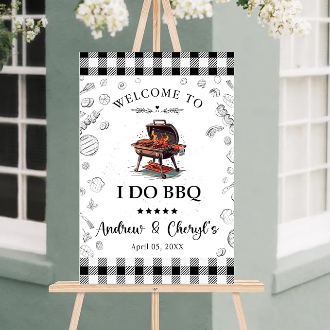 Personalized I Do BBQ Wedding Engagement Party Yard Sign, I Do BBQ Sign, I Do Barbeque Sign, Welcome Sign For BBQ Rehearsal Dinner, BBQ Signs For Outside, I Do BBQ Decorations