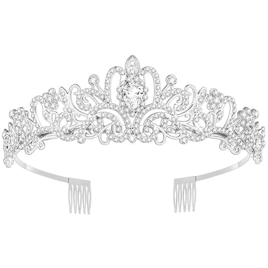 Tiara Crown for Women, Queen Tiara for Birthday Prom Bridal Party Custome Silver