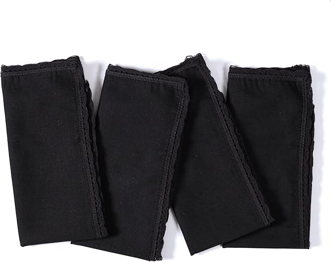 Ramanta Home Linen Flax Cloth Napkins Set of 12| 18x18 Inch | Premium Cotton Linen Flax Lace Soft & Durable | Washable Ideal for Everyday Use Parties Thanksgiving Christmas Halloween Black