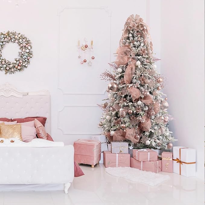 Large Christmas Ball Ornaments, Oversized Shatterproof Plastic Decorative Hanging Mercury Ornaments Ball for Xmas Holiday Party Decorations (Rose Gold, 6.0")