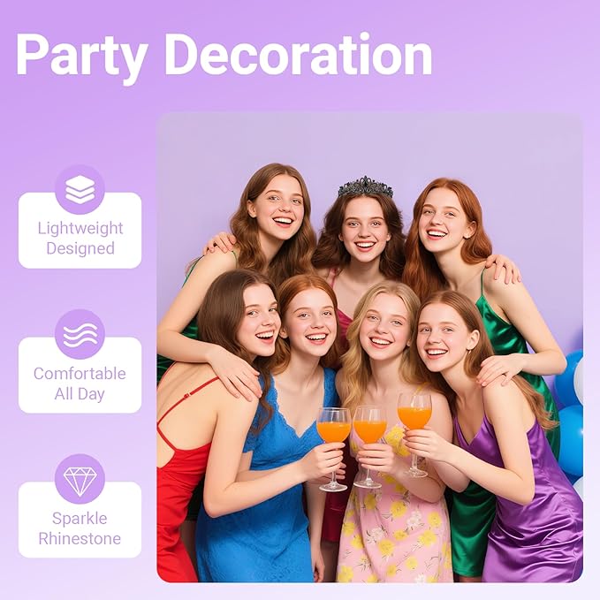 Tiara Crown for Women, Queen Tiara for Birthday Prom Bridal Party Custome Black