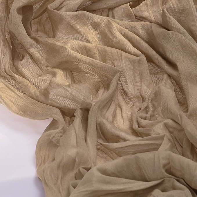 Socomi 6pcs Nude Brown Cheesecloth Table Runner Fall Thanksgiving Boho Rustic Gauze 120 inch 10FT Cheese Cloth Runner for Wedding Party Baby Shower Birthday Home Decor Holiday Decorations
