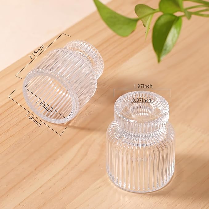 DARJEN 12 Pcs Glass Candlestick Holders- Clear Taper Candle Holders Tealight Votive Candle Holders for Table Centerpieces, Wedding, Dinner Party, Home Decor