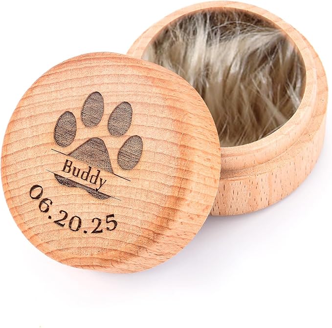 Personalized Pet Memorial Keepsake Box, Engraved Wooden Urn for Cat/Dog Ashes, Custom Name & Date Memorial Box, Sympathy Gift for Loss of Pet (Burlywood)
