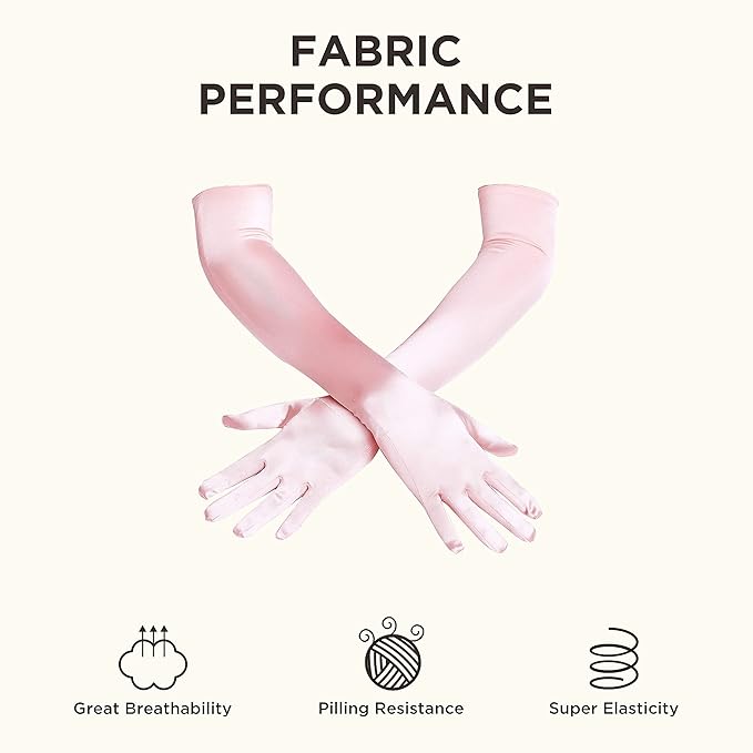 BABEYOND Long Opera Party 1920s Satin Tea Party Gloves Costume Stretchy Adult Size Elbow Length Bridal Gloves