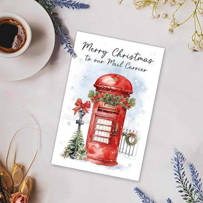 Christmas Card for Mail Carrier, Thank You Holiday Card for Postal Workers, Appreciative Xmas Gift from Neighbor or Family, Warm Holiday Wishes for Mailman/Mailwoman