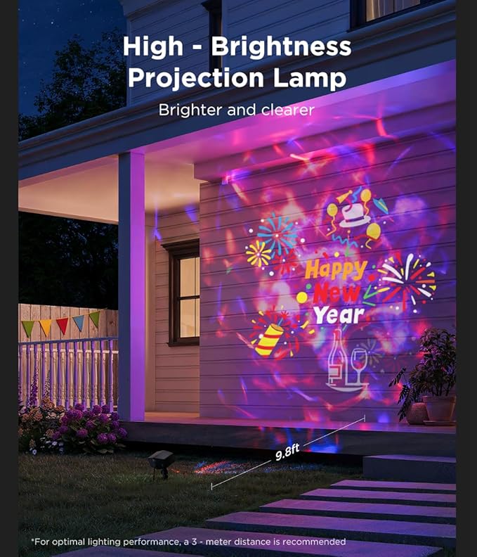 Govee Outdoor Decoration Projector Light, Upgraded LED Snowflake Projector, IP67 Waterproof, 180° Rotation, 20 HD Effects & 58 Scene Modes with App Control, Works with Alexa, Google Assistant, Matter