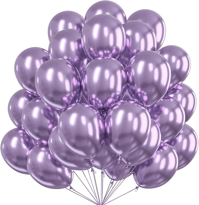 PartyWoo Metallic Purple Balloons 50pcs 12 Inch Chrome purple Balloons for Graduation Baby Shower Bridal Shower Wedding Bachelorette Engagement Girl Butterfly Birthday Party Decorations Purple-G130