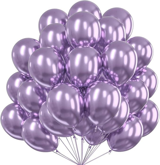 PartyWoo Metallic Purple Balloons 50pcs 12 Inch Chrome purple Balloons for Graduation Baby Shower Bridal Shower Wedding Bachelorette Engagement Girl Butterfly Birthday Party Decorations Purple-G130