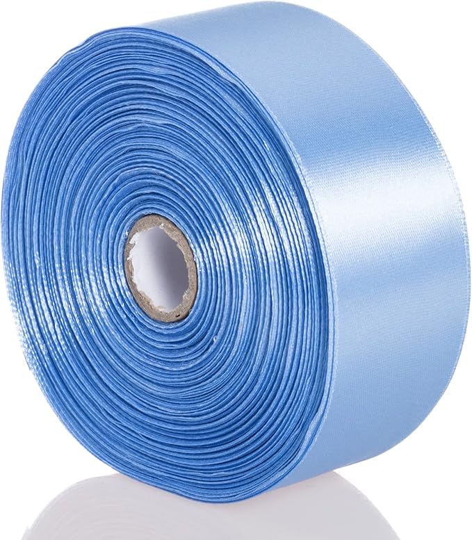 1 1/2 Inch Sky Blue Solid Satin Ribbon, 50 Yards Craft Fabric Ribbon for Gift Wrapping Floral Bouquets Wedding Party Decoration