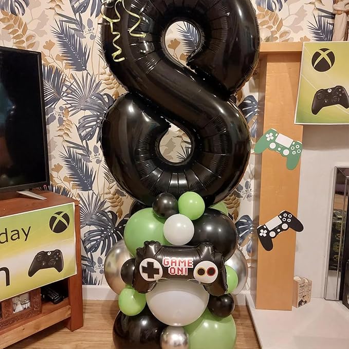 Smlpuame 40 inch Number Balloon 0-9 Black Large Number 8 Balloons,Digital Balloons for Birthday Party Celebration Decorations Supplies, Helium Foil Number Balloons for Wedding Anniversary