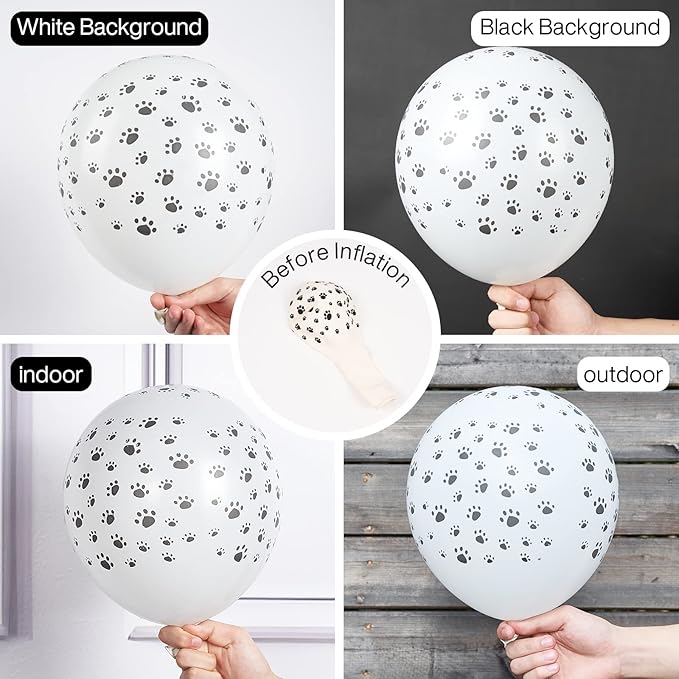 PartyWoo Paw Balloons 50 pcs 12 Inch Matte White Dog Paw Print Latex Helium Balloons for Dog Animals Theme Party Birthday Party Decorations