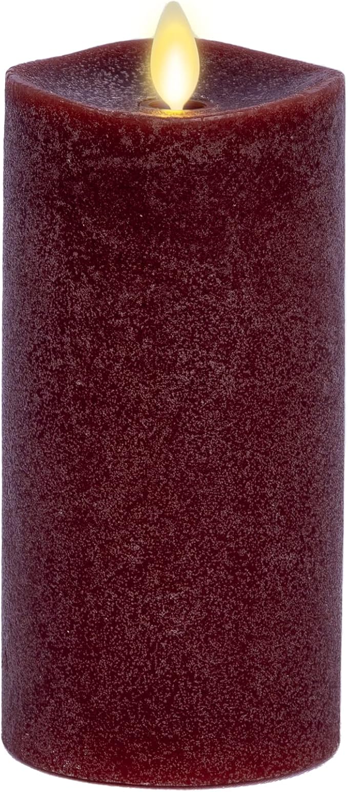 Luminara - Flameless LED Battery Operated Flickering Pillar Candles - Raisin - Pack of 1-3x6.5- Realistic Moving Flame Real Wax Indoor/Outdoor Decor