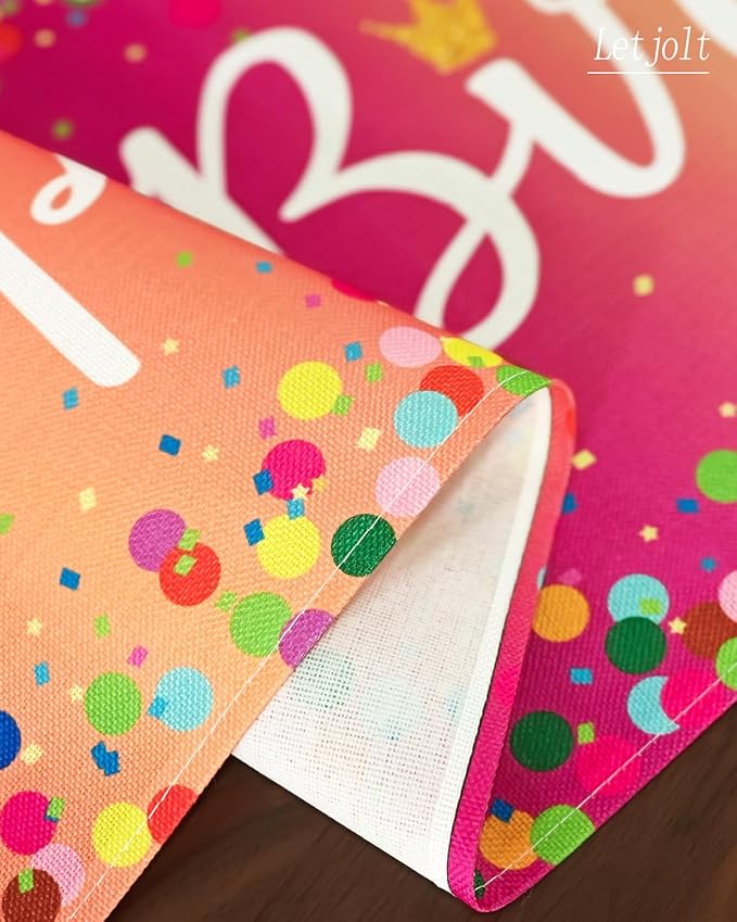 Letjolt Happy Birthday Table Runner 72 Inches Birthday Centerpieces for Tables Birth Day Party Sign Polka Dots Table Decoration, Rainbow