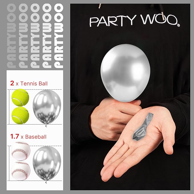 PartyWoo Metallic Silver Balloons 100pcs 5 Inch Silver Chrome Balloons for Graduation Wedding Baby Shower Bachelorette Bridal Shower Anniversary Engagement Birthday Party Decorations Silver-G102